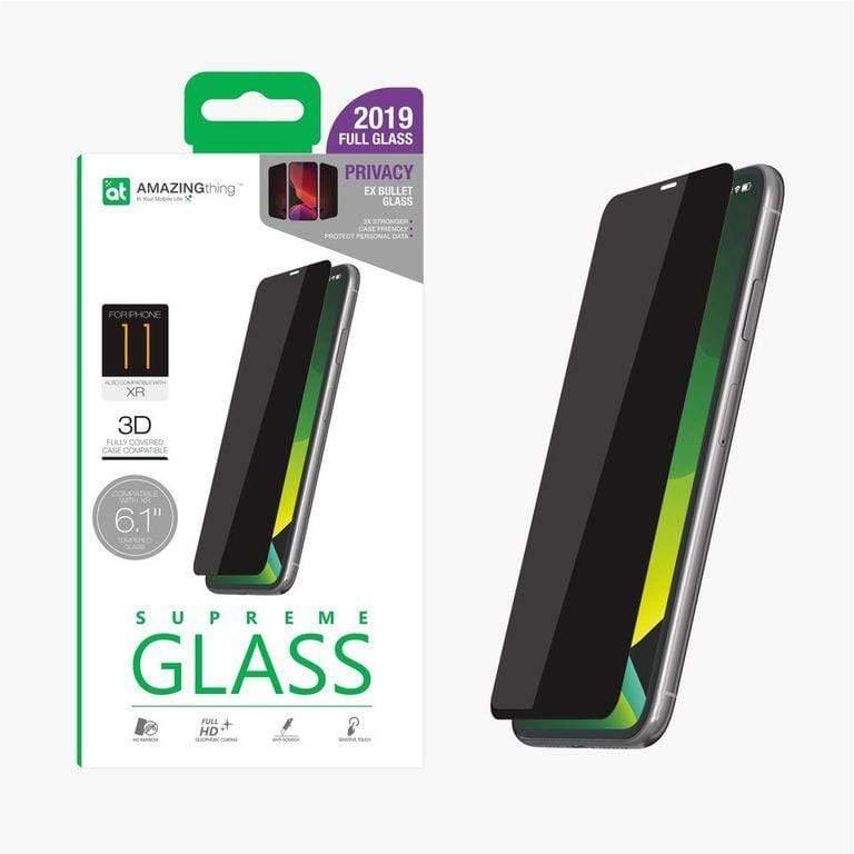 شاشة حماية AMAZINGTHING - AT IPHONE XI 6.1" 0.3M 3D PRIVACY EX-BULLET DUST F GLASS - أسود