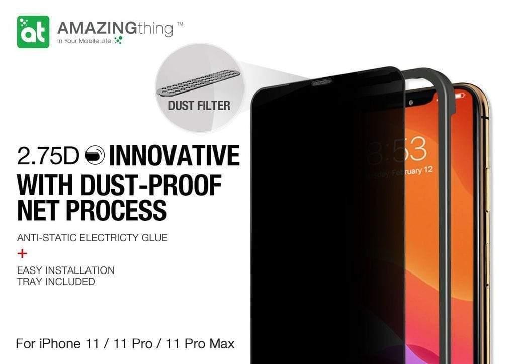 شاشة حماية AMAZINGTHING - AT IPHONE 11 PRO 5.8" 0.3M 2.75D MATTE PRIVACY EX-BUL DUST F GLASS - أسود