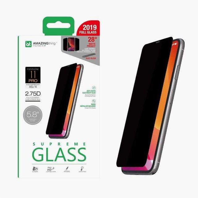 شاشة حماية AMAZINGTHING - AT IPHONE 11 PRO 5.8" 0.3M 2.75D MATTE PRIVACY EX-BUL DUST F GLASS - أسود - SW1hZ2U6NTUwNDA=