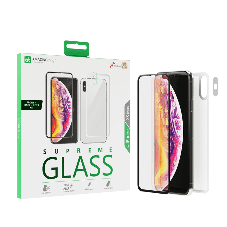AMAZINGTHING at iphone xs max 6 5 fully covered supreme glass front back lens set white
