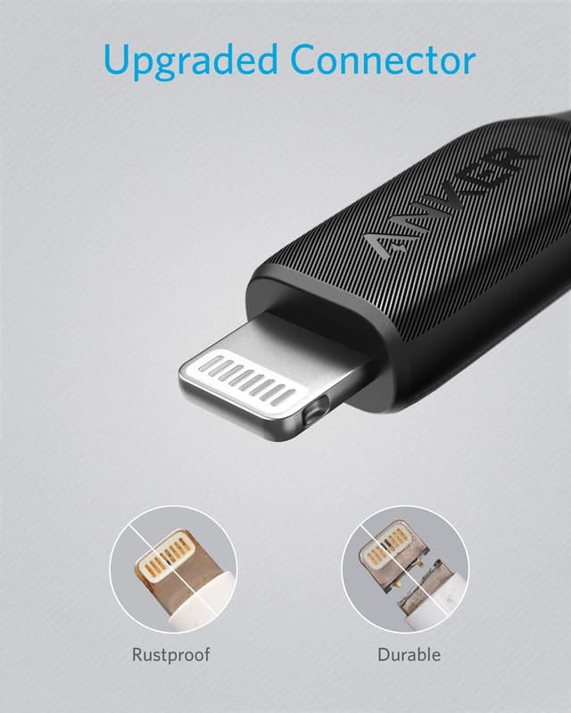 كابل توصيل 90سم ANKER POWERLINE III LIGHTNING - أسود