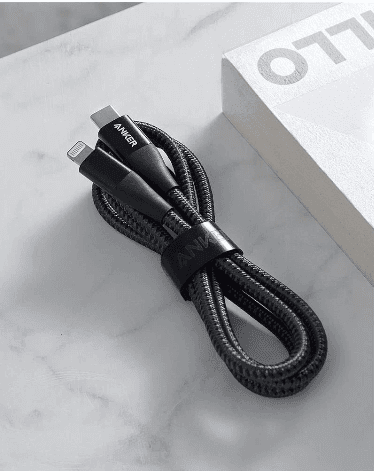 سلك شاحن ايفون 1.8 متر أبيض انكر Anker 1.8M Usb C 6ft Cable With Lightning Bk