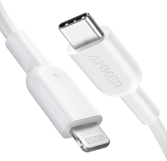 سلك شاحن ايفون الاصلي سريع 1.8 متر أبيض انكر Anker White 1.8 M Powerline SELECT USB-C CABLE WITH LIGHTNING