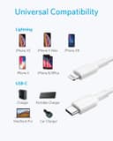 سلك شاحن ايفون الاصلي سريع 1.8 متر أبيض انكر Anker White 1.8 M Powerline SELECT USB-C CABLE WITH LIGHTNING