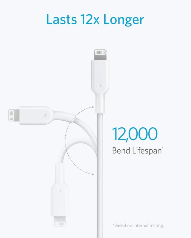 سلك شاحن ايفون تايب سي 90 سم أبيض انكر Anker White 90Cm Usb C iPhone Truck Cable