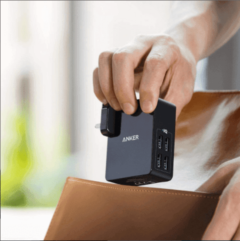 شاحن جداري انكر 4 منافذ أسود انكر Anker Black 4 Port Wall Charger