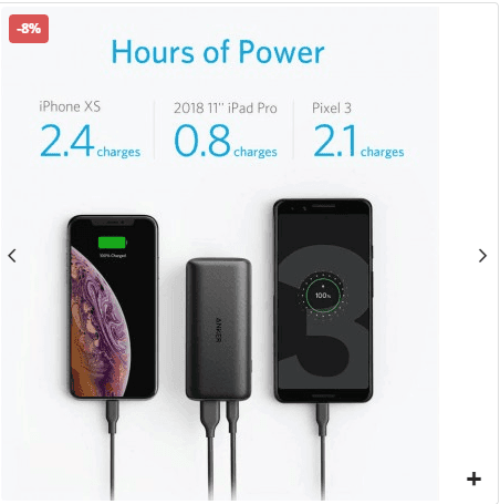 باور بانك انكر 10000 مللي أمبير رمادي Anker Gray10000MAH Powercore
