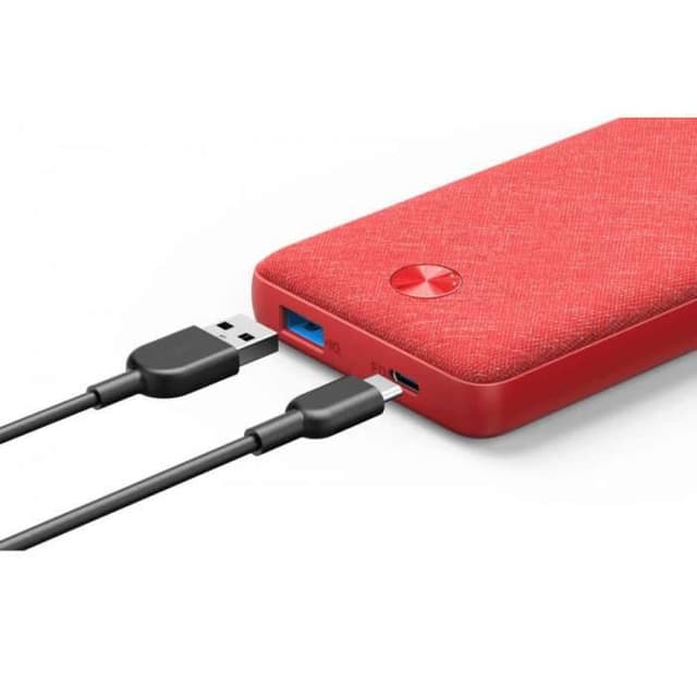 شاحن متنقل قماشي 18 واط 20000 مللي أمبير أحمر باوركور اسنشيال انكر Anker Powercore Essential Red 20000 Pd Fabric Powerbank