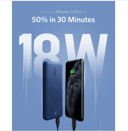 باور بانك 10000mAh ANKER POWERCORE III SLIM PD - أزرق قماشي