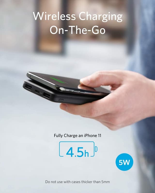 باور بانك لاسلكي 10000mAh ANKER WIRELESS POWERBANK - أسود