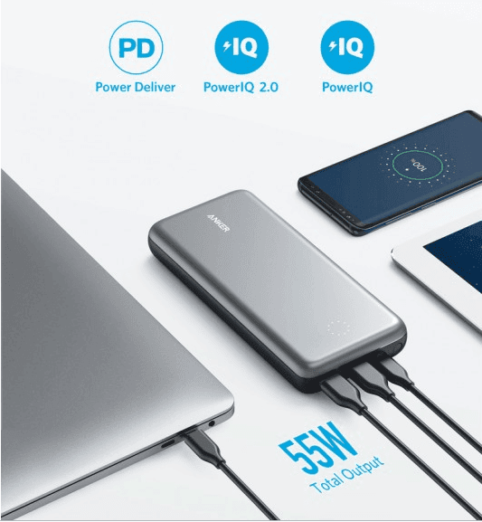 باور بانك 19000mAh ANKER POWERCORE+ PD - أسود