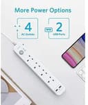 وصلة كهربائية انكر 4 مخارج كهرباء و2 يو اس بي Anker Extension Lead with 2 USB Ports and 4 Wall Outlets