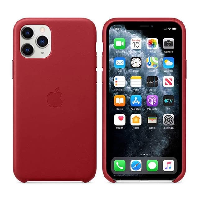 apple iphone 11 pro max leather case red