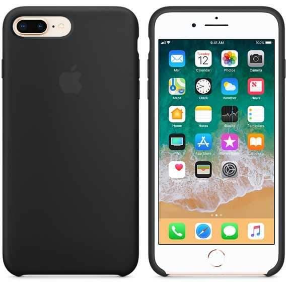 كفر جوال ايفون 8 بلس باللون الاسود سيليكون من ابل Apple iPhone 8 Plus Silicone Case Black