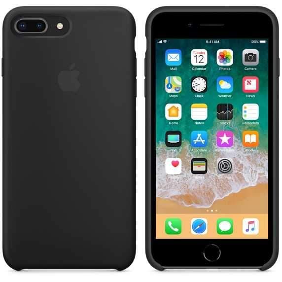 كفر جوال ايفون 8 بلس باللون الاسود سيليكون من ابل Apple iPhone 8 Plus Silicone Case Black