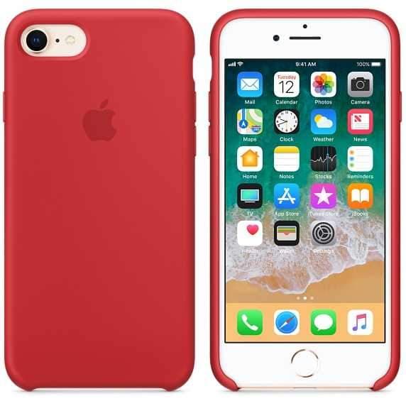 كفر ايفون 8 باللون الاحمر سيليكون من ابل Apple Iphone 8 Silicone Case Red