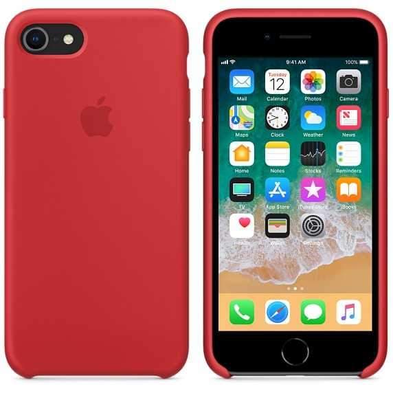 كفر ايفون 8 باللون الاحمر سيليكون من ابل Apple Iphone 8 Silicone Case Red