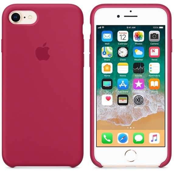 جراب ايفون 8 باللون الاحمر الوردي سيليكون من ابل Apple iPhone 8 Silicone Case Rose Red