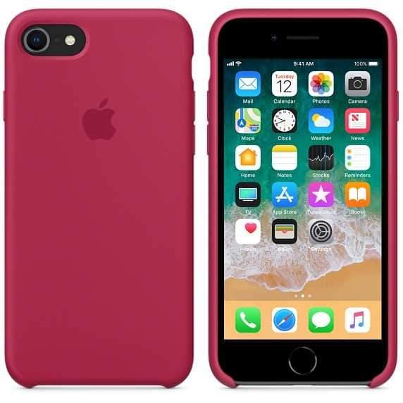 جراب ايفون 8 باللون الاحمر الوردي سيليكون من ابل Apple iPhone 8 Silicone Case Rose Red