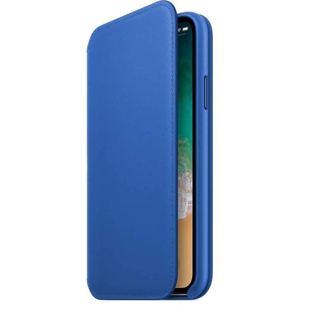 كفر ايفون الذكي باللون الازرق الفاتح جلدي على شكل دفتر  من ابل Apple iPhone X Leather Folio Electric Blue
