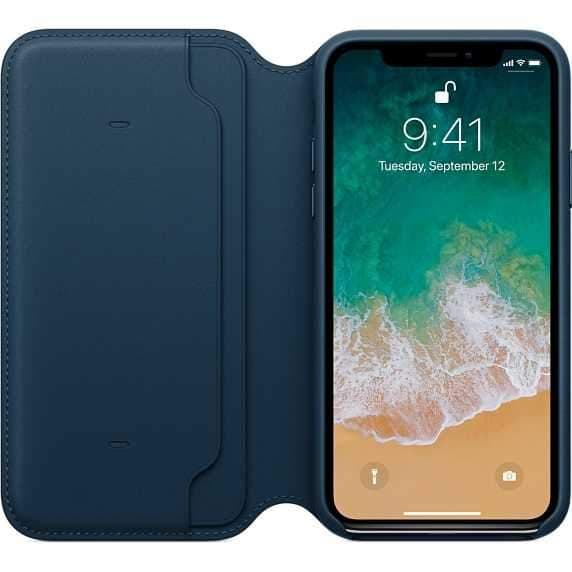 كفر ايفون اكس الذكي باللون الازرق الداكن على شكل دفتر من ابل Apple iPhone X Leather Folio Cosmos Blue