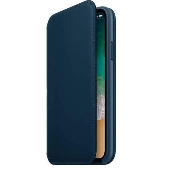 كفر ايفون اكس الذكي باللون الازرق الداكن على شكل دفتر من ابل Apple iPhone X Leather Folio Cosmos Blue