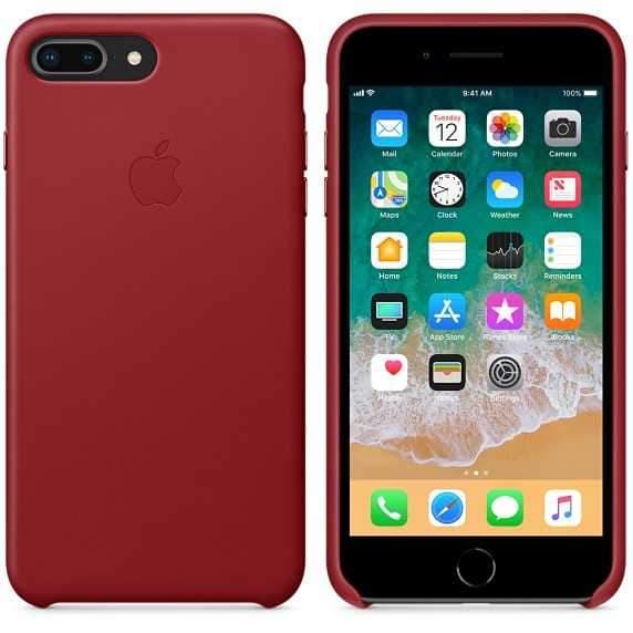 كفر جوال ايفون 7 بلس وايفون 8 بلس باللون الاحمر جلدي من ابل Apple iPhone 8 Plus / 7 Plus Leather Case Red
