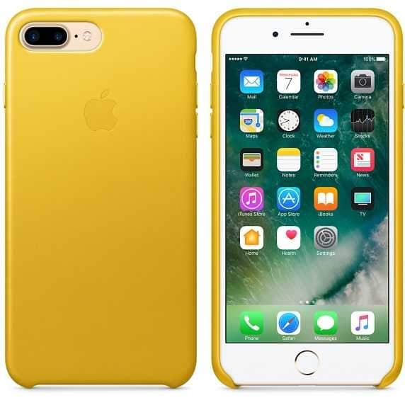 كفر جوال ايفون 7 بلس باللون الاصفر من الجلد الطبيعي من ابل Apple iPhone 7 Plus Leather Case Sunflower