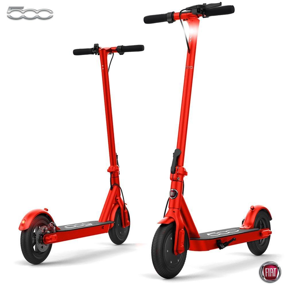 AsiaScooter fiat f500 e scooter 10 folding electric scooter portable compact stylish trendy 250w motor power fast 25kph battery operated lights splash resistant pneumatic tires electronic brake red