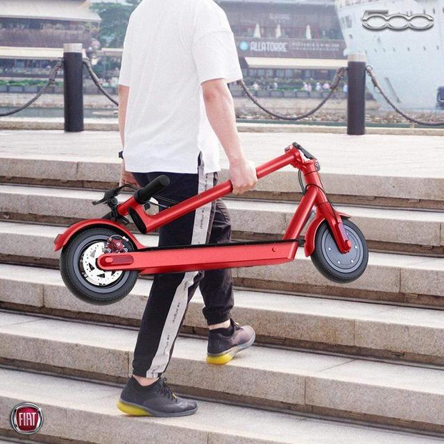 AsiaScooter fiat f500 e scooter 10 folding electric scooter portable compact stylish trendy 250w motor power fast 25kph battery operated lights splash resistant pneumatic tires electronic brake red - SW1hZ2U6NTY4Mzg=
