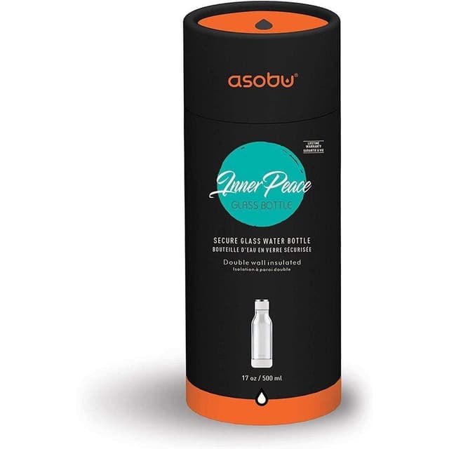 asobu inner peace glass and tritan encased 17 ounce travel water bottle black