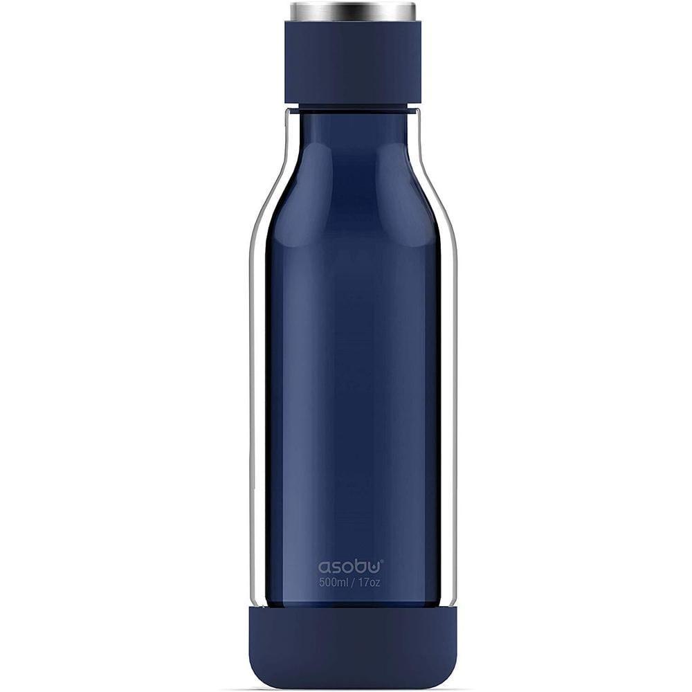 asobu inner peace glass and tritan encased 17 ounce travel water bottle blue