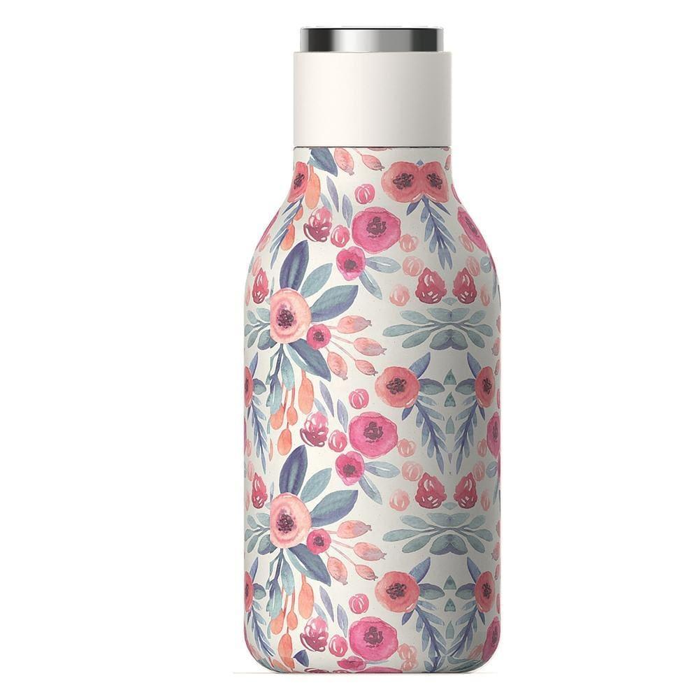 asobu urban insulated and double walled 16 ounce stainless steel bottle floral