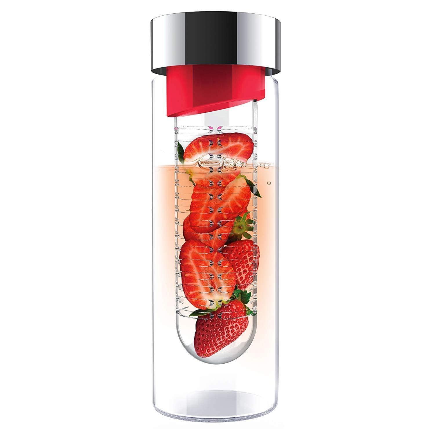 asobu flavor it glass water bottle with fruit infuser red 600 ml