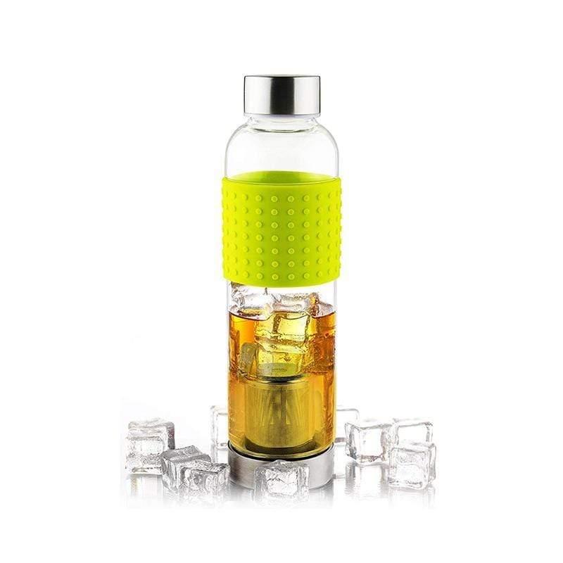 asobu ice tea and coffee infuser glass water bottle to go for cold brew 400 ml green