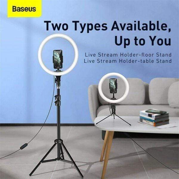 baseus selfie ring light with long tripod stand cell phone holder