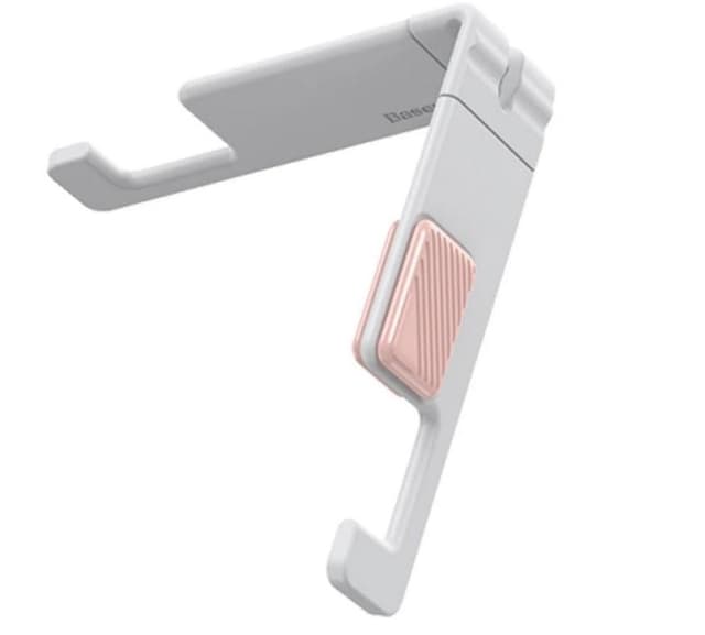 حامل الهاتف الذكي لسطح المكتب Baseus Portable & Mini Mobile Phone Holder أبيض وزهري