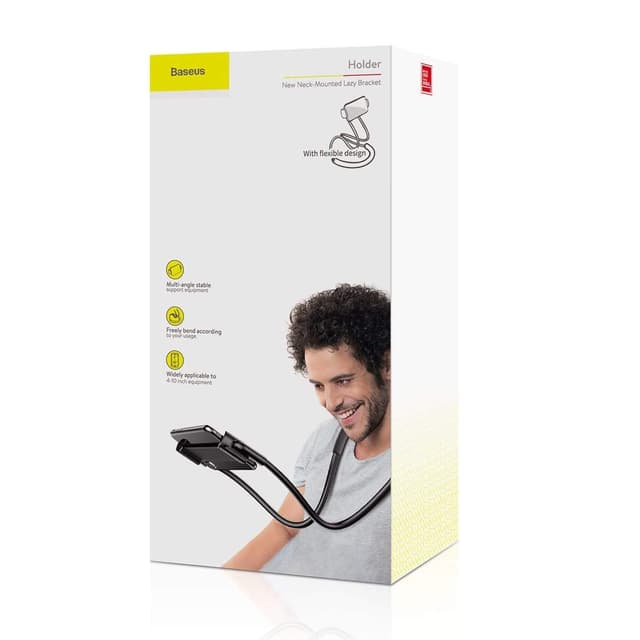 حامل هاتف معلق بالرقبة Baseus New Neck-Mounted Lazy Bracket – أسود