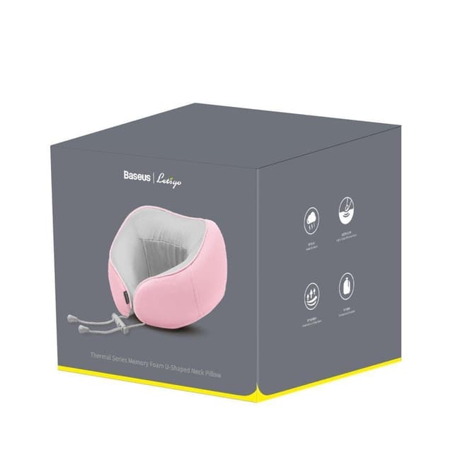 وسادة تدليك الرقبة Baseus Thermal Series Memory Foam U-Shaped Neck Pillow (with 2 Packs of Hot Compress Patches for Replacement) باللون الوردي