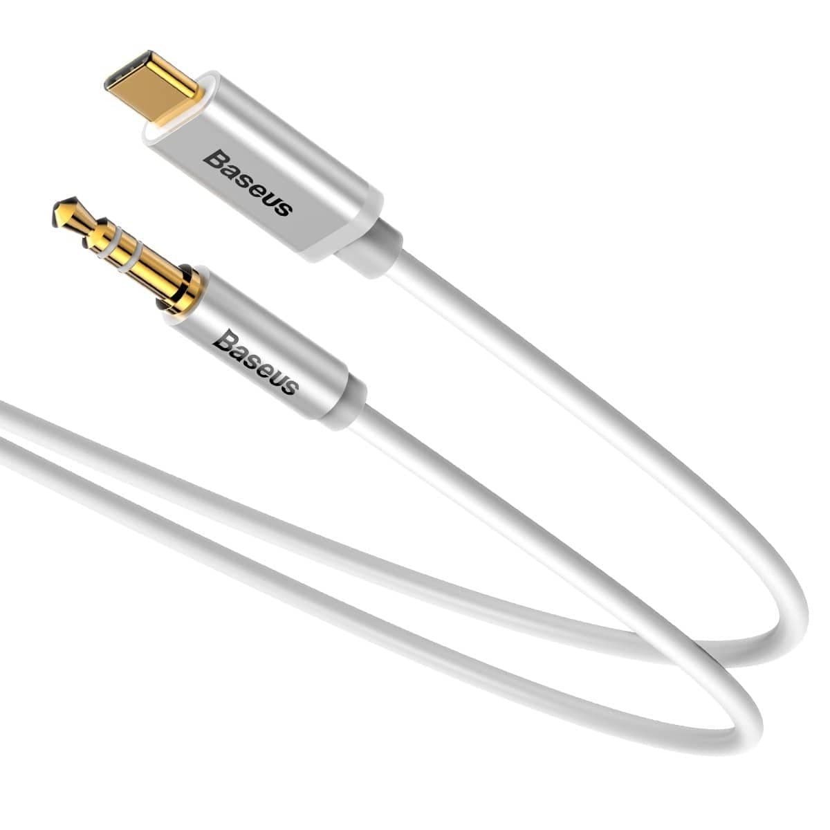 كابل الصوت Baseus Yiven Type-C male To 3.5 male Audio Cable M01 الأبيض