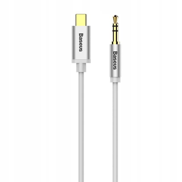 كابل الصوت Baseus Yiven Type-C male To 3.5 male Audio Cable M01 الأبيض