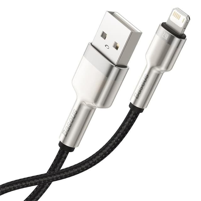 baseus cafule series metal data cable usb to ip 2 4a 0 25m black