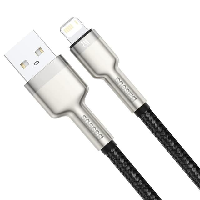 baseus cafule series metal data cable usb to ip 2 4a 0 25m black