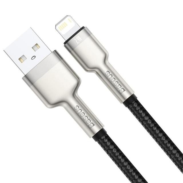 baseus cafule series metal data cable usb to ip 2 4a 2m black - SW1hZ2U6NzYwMjk=