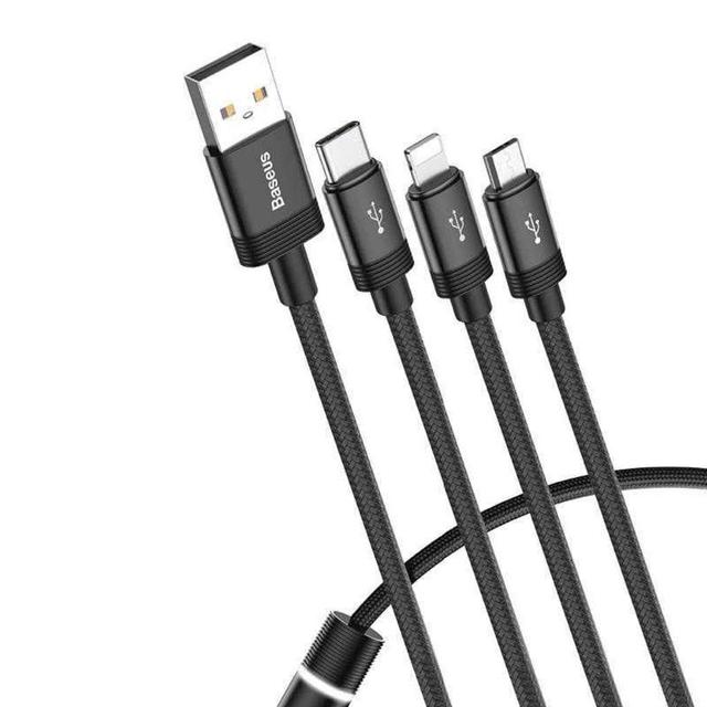 baseus data faction 3 in 1 cable usb for m l t 3 5a 1 2m black - SW1hZ2U6NzYxODg=