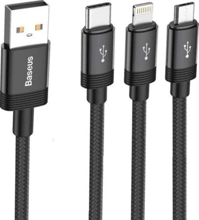 baseus data faction 3 in 1 cable usb for m l t 3 5a 1 2m black - SW1hZ2U6NzYxOTA=