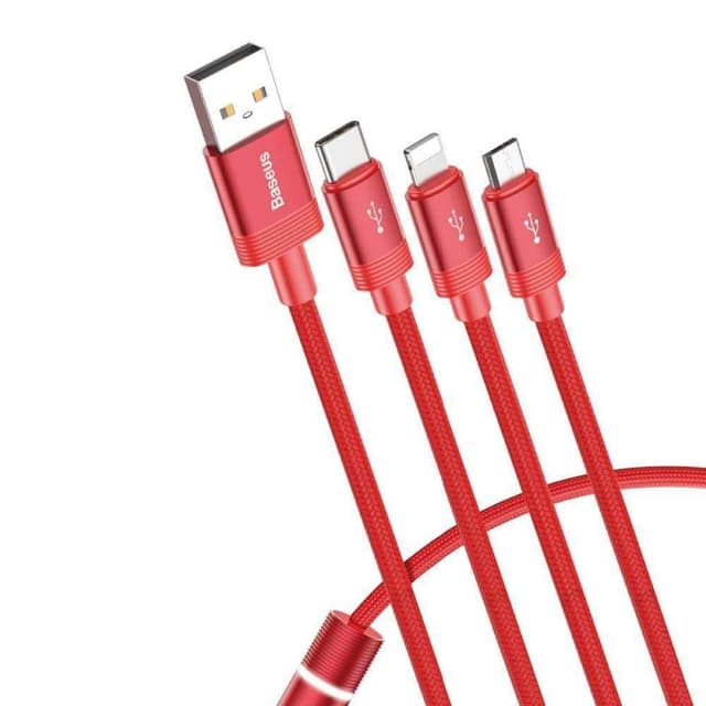 baseus data faction 3 in 1 cable usb for m l t 3 5a 1 2m red - SW1hZ2U6NzYyMDA=