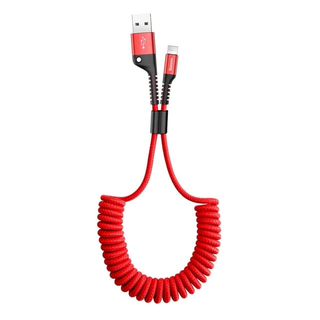 كابل Baseus Fish-eye Spring Data Cable USB For Type-C 2A 1M - أحمر