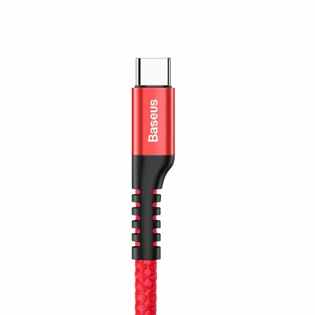 كابل Baseus Fish-eye Spring Data Cable USB For Type-C 2A 1M - أحمر