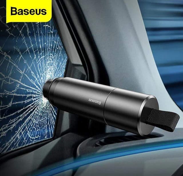 مطرقة الطوارئ Baseus Sharp Tool Safety Hammer(Window-breaking+Safety belt cutting）حمراء
